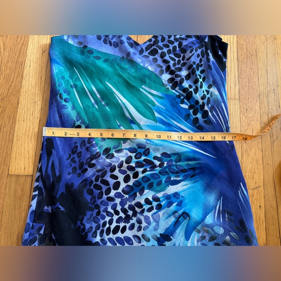 Y2K Vintage Blue Fairy Dress with Abstract Floral Print and Asymmetrical Hem - Picture 6 of 7